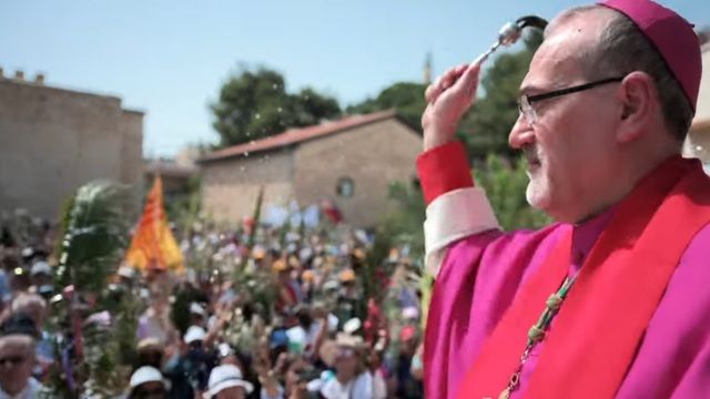 Monseñor Pierbattista Pizzaballa, el Domingo de Ramos en Jerusalén.