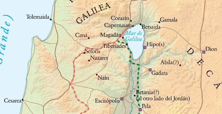 Mapa del Mar de Galilea en época de Jesús