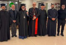 El cardenal Pizzaballa, con otros líderes cristianos de Tierra Santa en un acto en diciembre en la Universidad de Haifa